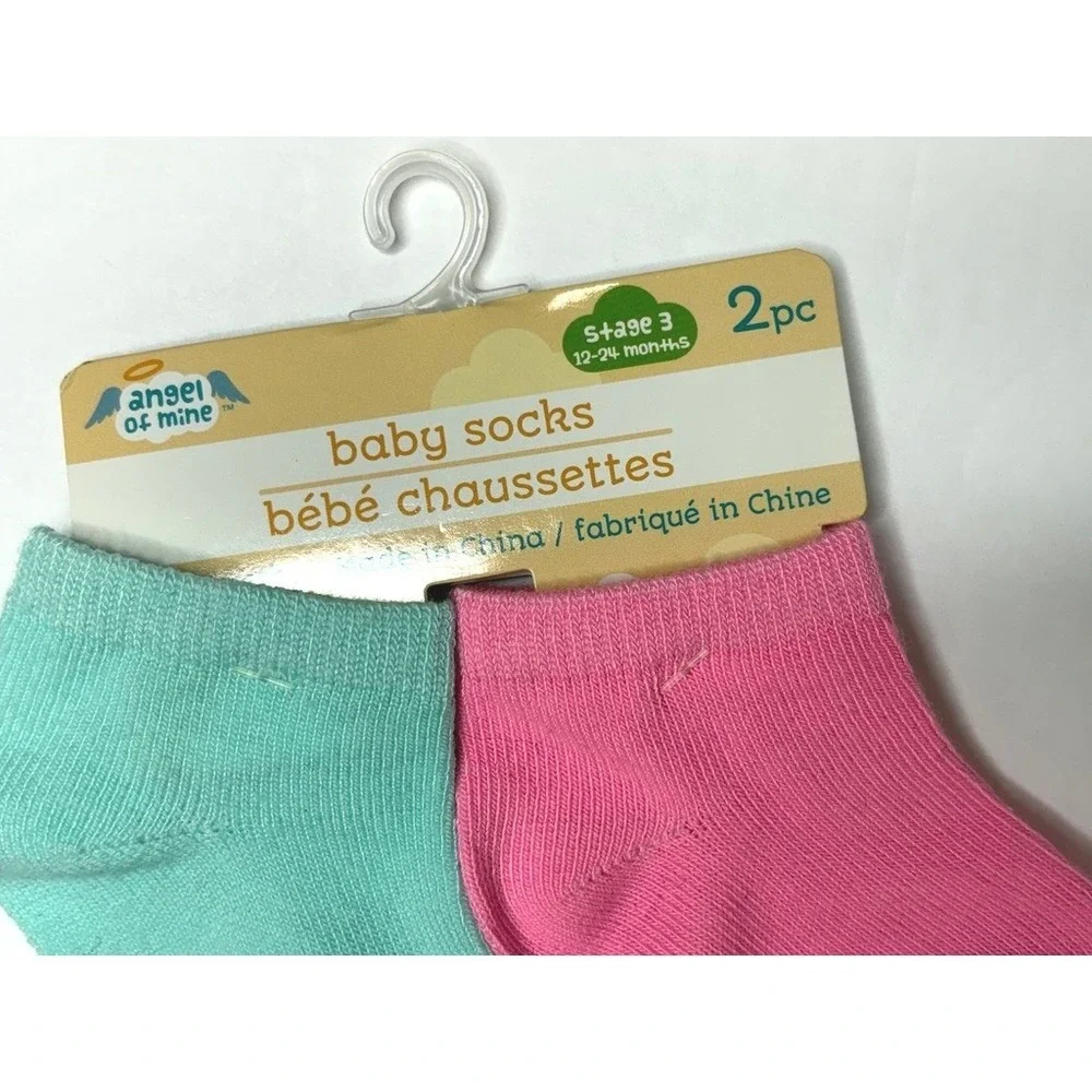 Angel of Mine Bundle of Socks 24 Months Green Pink Blue Baby Shower Gift NEW